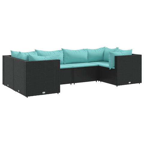 vidaXL 6 Piece Patio Lounge Set - Black PE Rattan - Modular Outdoor Furniture with Cushions for Garden, Terrace, Deck - Weather-Resistant & Comfortable Seating ```
