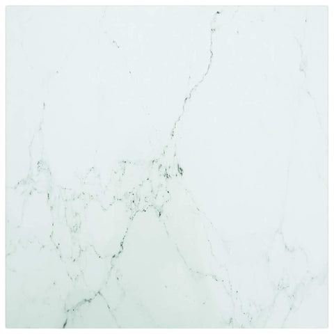 vidaXL Tempered Glass Square Table Top with White Marble Design 15.7"x15.7" 0.2" - Stylish and Durable for Dining Tables, Coffee Tables, Garden Tables.