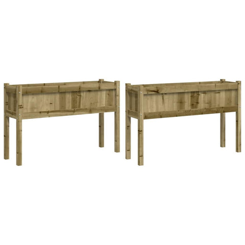 vidaXL Garden Planters with Legs - Outdoor Flower Box Rectangular, Impregnated Pine Wood, 43.3" x 12.2" x 27.6â€ - Ideal for DIY Gardens, Balconies, Patios