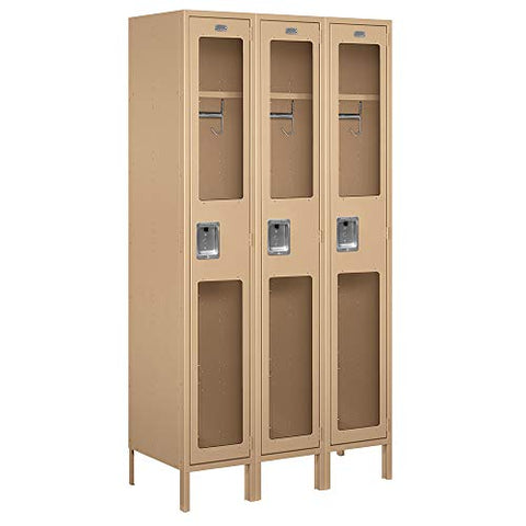Salsbury Industries S-51368TN-U 15" Single Tier, 3 Wide x 6 Feet High x 18 Inches Deep, Unassembled See-Through Metal Locker, Tan