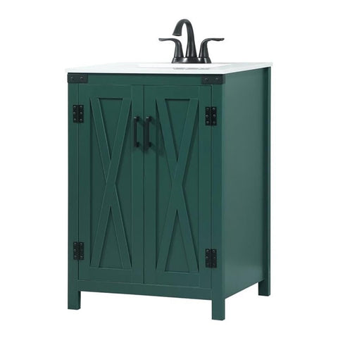 Elegant Decor Grant 24" Aluminum MDF Single Bathroom Vanity in Green