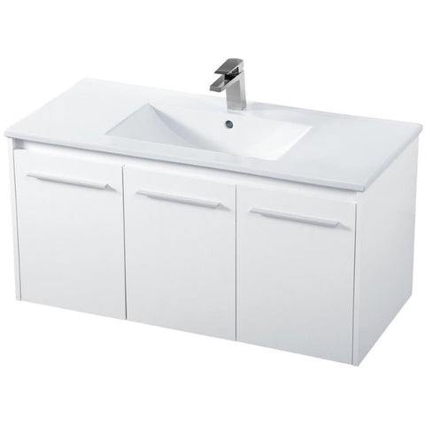 Elegant Decor Rasina 40" Single Porcelain Top Floating Bathroom Vanity in White