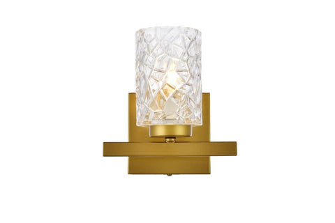 Living District Cassie 1-Light Metal Bath Sconce in Brass and Clear