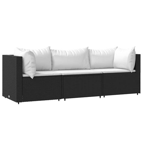 vidaXL Black Corner Sofas with Cushions 2 pcs - Poly Rattan Finish for Garden and Patio - Comfortable Seating and Backrest - Modular Style for Customizability - Includes Big and Small Pillows