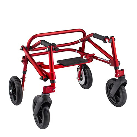 4 Wheel Klip-Lightweight Medical Posterior Rollator Walker/Gait Trainer for Toddlers, Kids, Teens w/Special Needs-Flip Up Seat, 8 Inch Wheels, Front Swivel Wheels, Height Adjustable, Foldable