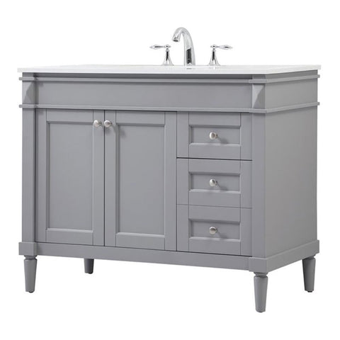 Elegant Decor Indoor Modern Under Sink Bathroom Fixtures Storage Organizer Cabinet 42 inch Single Bathroom Vanity - Grey