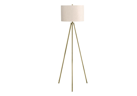 Monarch Specialties I 9736 LightingFloor Lamp, Brass Metal, Ivory/Cream Shade, Contemporary