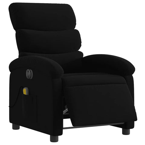 vidaXL Wingback Electric Massage Recliner Chair-Black Fabric-Home Theater Seating-Auto Adjust Foot/Backrest, Vibration Massage, USB Powered
