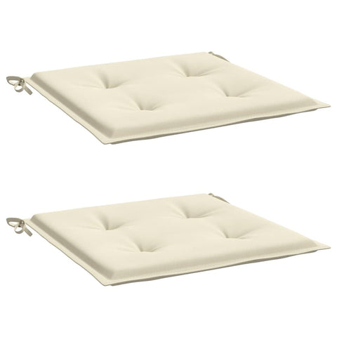 vidaXL Garden Chair Cushions - Set of 2 - Foam Filled,100% Oxford Polyester Fabric, Cream Color, Secure Tie Strings, Outdoor Use, 15.7"x15.7"x1.2"