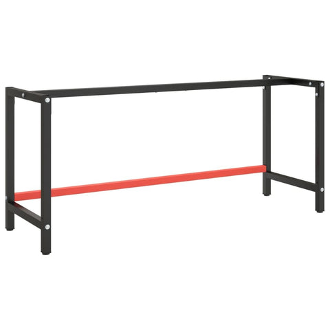 vidaXL Matte Black and Red Metal Work Bench Frame, 70.9"x22.4"x31.1", Durable, Heavy-Duty, Easy Assembly, Powder-Coated Legs, Versatile