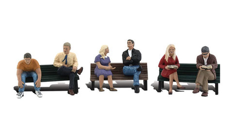 Woodland Scenics N Scenic Accents People on Benches (6 Figures & 3 Benches)