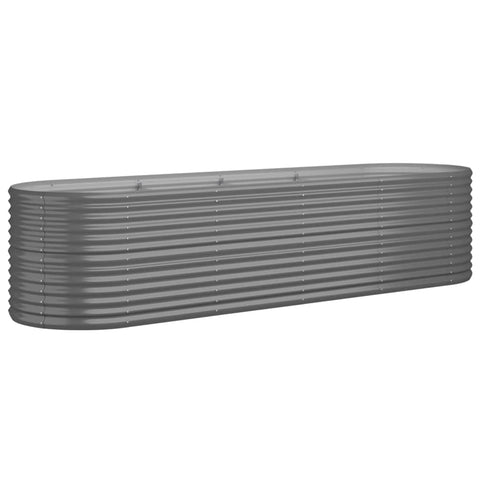 vidaXL Raised Garden Bed - Oval-Shaped, Powder-Coated Steel Planter for Outdoor Gardening - 116.5"x31.5"x26.8" Size, Simple Assembly, Stylish Gray Finish, Durable and Weather-