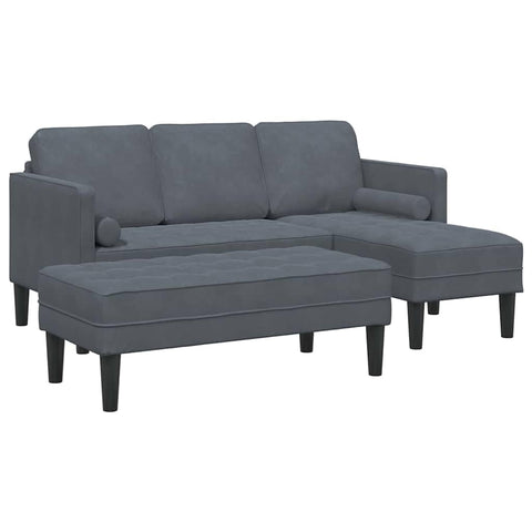 vidaXL Sofa Set with Cushion 2 pcs Dark Grey Polyester, Chic Velvet Sofa Set for Your Living Room, Modular, Rectangular, Adjustable, Perfect for Indoor Comfort