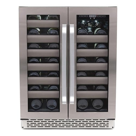 Oakestry Elite 40 Bottle Dual Zone Wine Refrigerator, Seamless Stainless Steel Door Built-In or Freestanding Wine Cooler with Touch Control, Low Vibration, UV Glass, LED Lighting