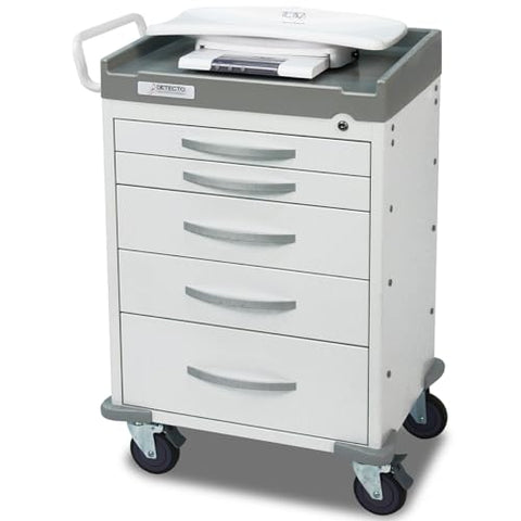 Cardinal Scale RC33669WHT Rescue Cart44; White Frame With 5 White Drawers