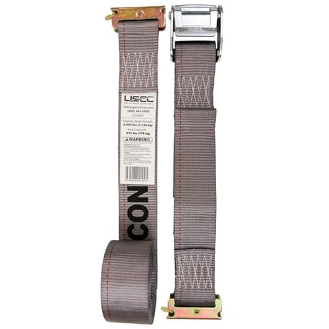 US Cargo Control E-Track Cam Buckle Strap, 2 Inch x 16 Foot E Track Straps with Cam Buckle and Spring E-Fittings, 2,500 LBS Break Strength, Easy-to-Use Tiedowns in Vans and Trailers