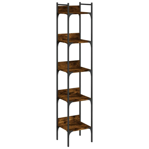 vidaXL Smoked Oak Engineered Wood 5-Tier Freestanding Bookcase - Modern Multi-Shelf Storage Organizer for Home/Office