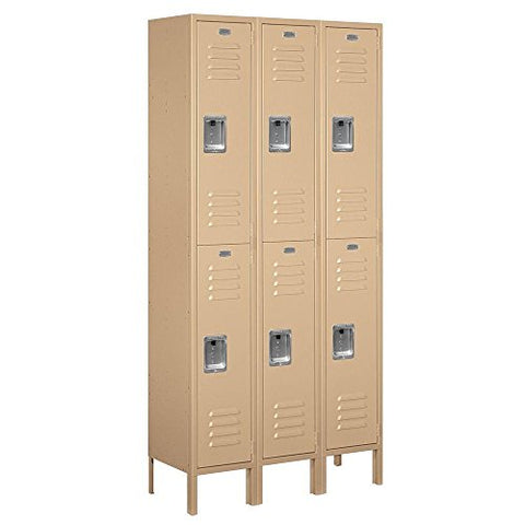 Salsbury Industries 62362TN-U Unassembled Standard Metal Locker with Double Tier, Tan
