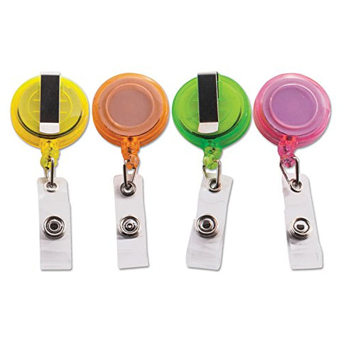 Deluxe Retractable Id Card Reel 30 inch Extension Assorted Colors 20/pack