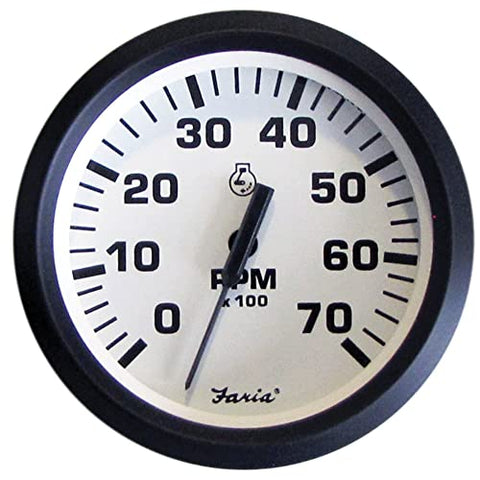 Faria Beede Instruments Faria 32905 Euro Tachometer 7 Gauge All Outboard - White, 4"