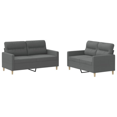 vidaXL 2-Seater Metal Sofa Set in Dark Grey Polyester Fabric