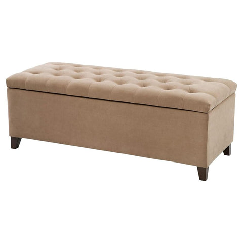 Oakestry Shandra Rectangle Storage Fabric Ottoman for the Living Room Entryway and Family Room, Medium, Sand