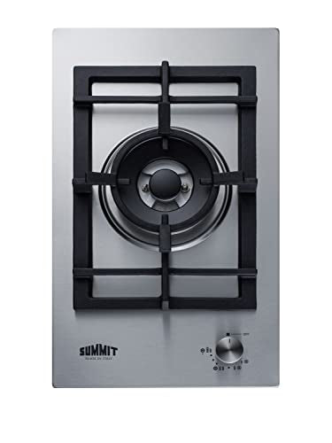 Summit GCJ1SS, 12-Inch-Wide Single Burner Gas Cooktop, Stainless Steel with Sealed Burners, Cast Iron Grates, Wok Ring, NG/LPG Conversion Kit, Flame Failure Protection, Easy to Clean, Cord Included