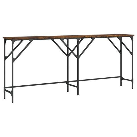 vidaXL Smoked Oak Engineered Wood Console Table with Adjustable Feet and Sturdy Tabletop for Entryway, Hallway, Living Room - Brown
