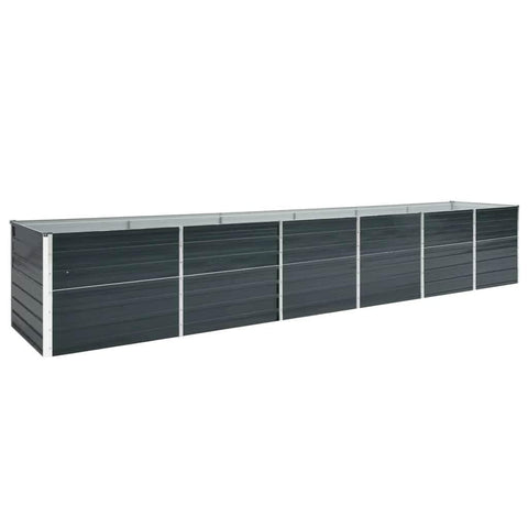 vidaXL Anthracite Garden Raised Bed, Weather-Resistant Galvanized Steel Planter, Spacious for Outdoor Growth of Flowers, Herbs, Vegetables- 189" x 31.5" x 30.3"