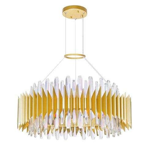 CWI Lighting Cityscape 28'' 18-Light Chandelier with Satin Gold Finish for Living Room, Dining Room, Foyer – G9 LED Compatible, Bulbs Not Included – Modern Skyline-Inspired Silhouette