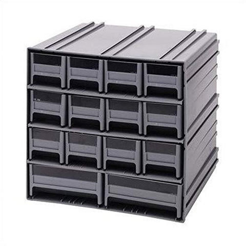 Quantum QIC-12123RD Interlocking Storage Cabinets, 11-3/8"D x 11-3/4"W x 11" H, Polysteryne, Gray with Red Bins