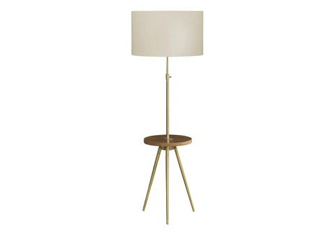 Monarch Specialties 9746, Gold, Ivory/Cream Shade, Contemporary Lighting 63" H Tripod Floor Lamp Brass Metal USB, 20" L x 20" W x 55" H