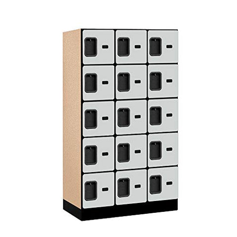 Salsbury Industries Five Tier Box Style Designer Wood Locker, Gray, 5' 3" x 18"