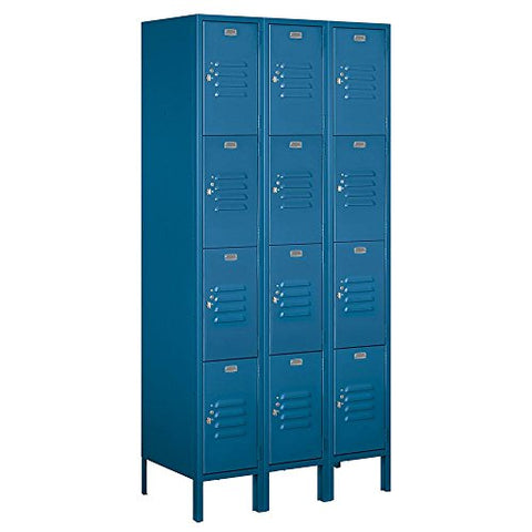 Salsbury Industries 64368BL-A 12" Four Tier Standard, 3 Wide x 6 Feet High x 18 Inches Deep, Assembled Metal Locker, Blue