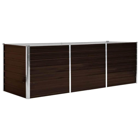 vidaXL Garden Raised Bed Galvanised Steel, Rectangular Garden Planter for Flowers and Planters, Bottomless Raised Flower Bed, Weather-Resistant, Brown, 94.5"x31.5"x30.3"
