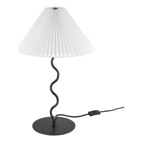 Modway Wave Squiggle Table Lamp in Black - Modern Table Lamp with Pleated Lamp Shade - Aesthetic Accent Lamp - Ambient Lighting for Bedroom, Living Room, and Entry Table