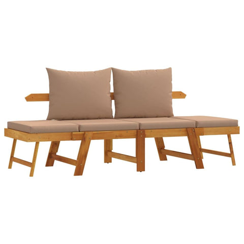 vidaXL Garden Bench Taupe Solid Acacia Wood, 100% Polyester Large