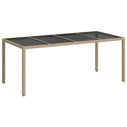 vidaXL Garden Table Beige 74.80 x 35.43 x 29.53 in Poly Rattan, Garden and Terrace, Modern Dining Table, Durable Outdoor Furniture, Weather-Resistant, Elegant