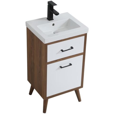 18 in. Bathroom Vanity in Matte White - 18.11 x 33.46 x 15.16 in.