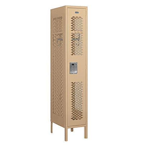 Salsbury Industries 71158TN-U 12" Single Tier Vented, 1 Wide x 5 Feet High x 18 Inches Deep, Unassembled Metal Locker, Tan