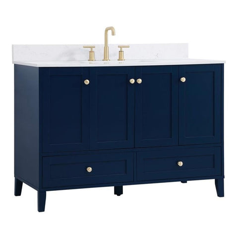 Elegant Decor Sommerville 48" MDF Single Bathroom Vanity with Backsplash in Blue