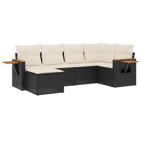 vidaXL Patio Sofa Set with Cushions 6 Piece, Outdoor Conversation Set, Sectional Sofa for Balcony Garden, Patio Furniture, Black Poly Rattan