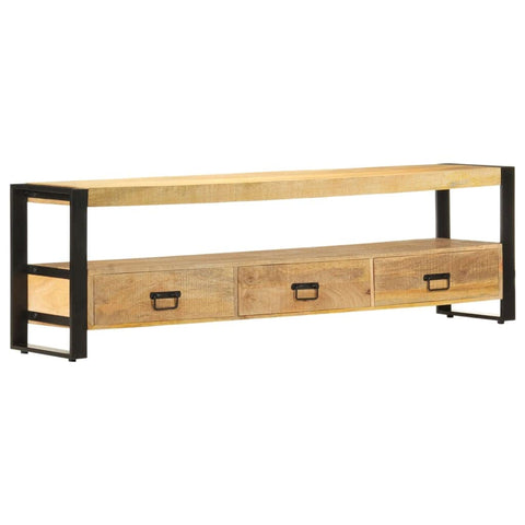 vidaXL Mango Wood TV Stand - Solid Construction - Powder-Coated Steel Frame - Ample Internal Storage - ic Charm - Compliant with California Proposition 65