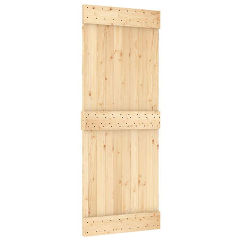 vidaXL Narvik 31.5"x82.7" Solid Pine Wood Sliding Barn Door, Modern Rustic Interior Door for Bedroom Kitchen Closet Garage - Natural Brown, Space-Saving & Easy Install (Without Hardware Kits)