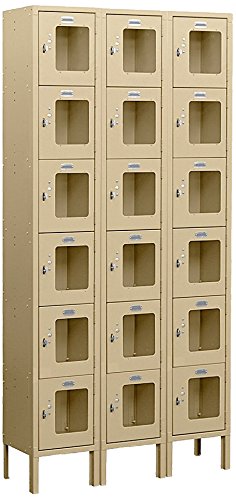 Salsbury Industries S-66368TN-U Six Tier Box Style 36-Inch Wide 6-Feet High 18-Inch Deep Unassembled See Through Metal Locker, Tan Brown