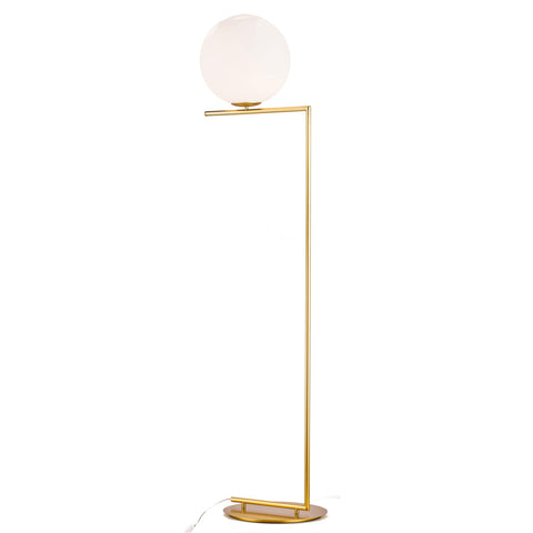 Bethel Brass Floor Lamp - 1 Light Metal Lamp with Milk White Shade - 64.5" Tall