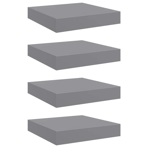vidaXL Floating Wall Shelves Set of 4, Gray Honeycomb MDF and Metal Frame, Invisible Mounting System, Modern Home Decor, Display Storage Rack - 9.1"x9.3"x1.5"