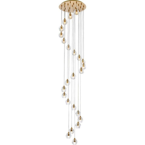 Elegant Lighting Luxurious Eren Adjustable Hanging 24 Lights Pendant for Living Room, Kitchen, Bedroom & Hallway, Gold