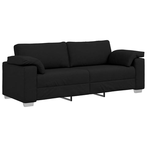 vidaXL Sofa 178cm Black Fabric, Sleek Living Room Sofa, Rectangular and Sturdy, Comfy Foam Cushions, Breathable Fabric, Chic Wide Armrests