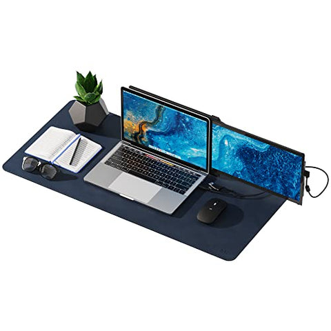Mobie Pixels Desk Mat, Studio Series Desk Mat,Office Desk Pad, Waterproof Desk Mat for Desktop, Leather Keyboard and Mouse Pad Protector for Office and Home 31.5"x 15.75"(Set Sail Blue)